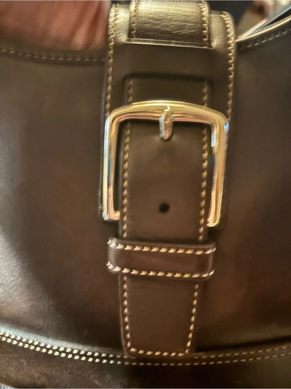 Coach  Leather unisex Shoulder Bag in Dark Brown - Classic Buckle Design 10x8
